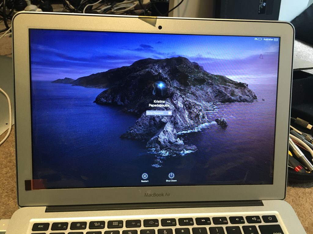 MacBook Air with a new screen fitted after replacement