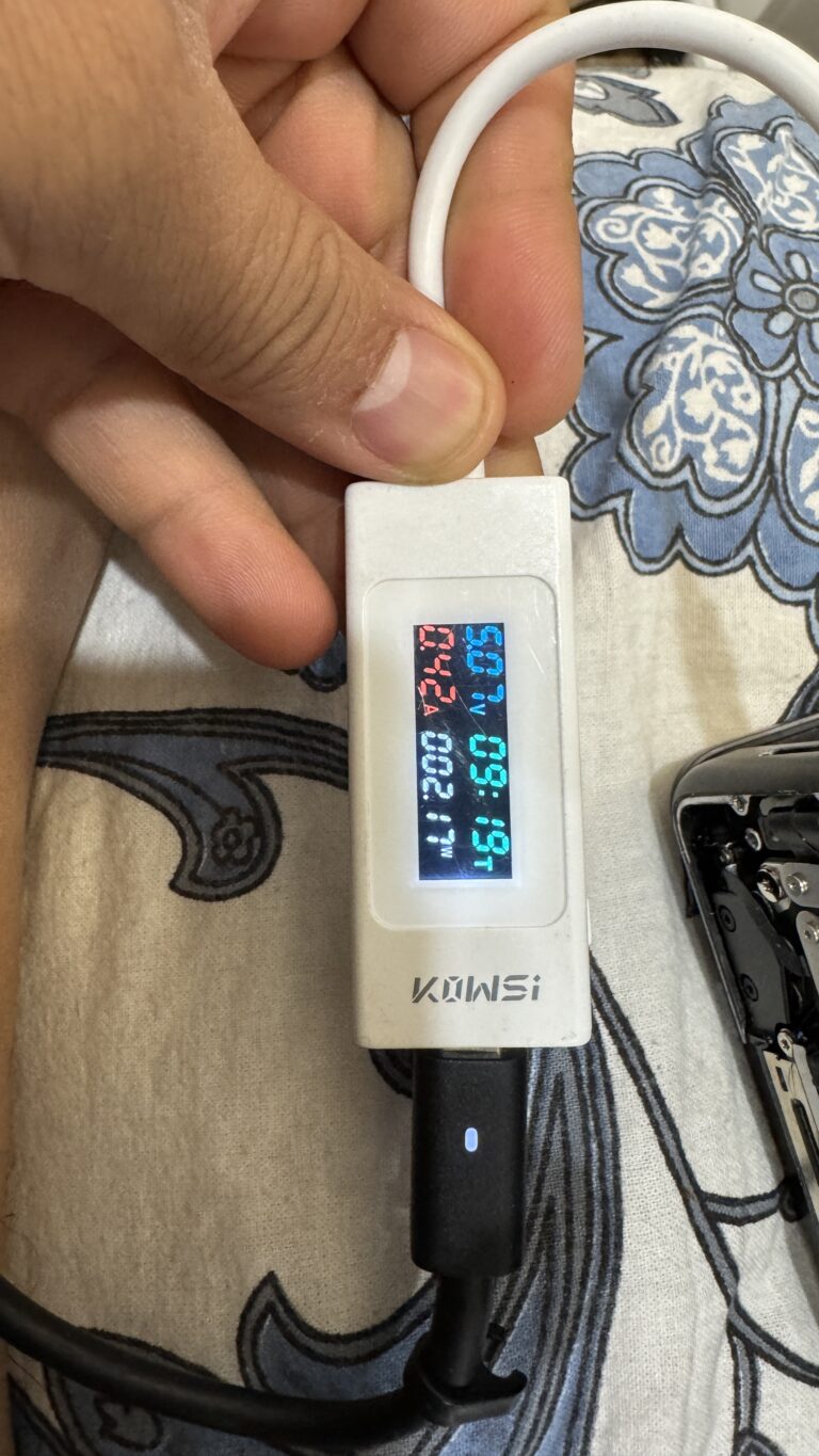 Testing MacBook charging with a USB-C power meter